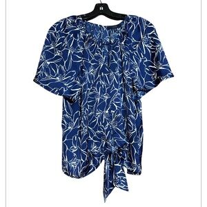 EClaire size large floral, print tie, front blouse size large